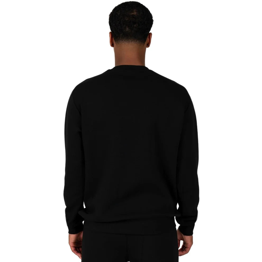 Clique Wrong Friends Simi Valley sweater in black and blue, featuring a cozy knit design with a crew neckline.