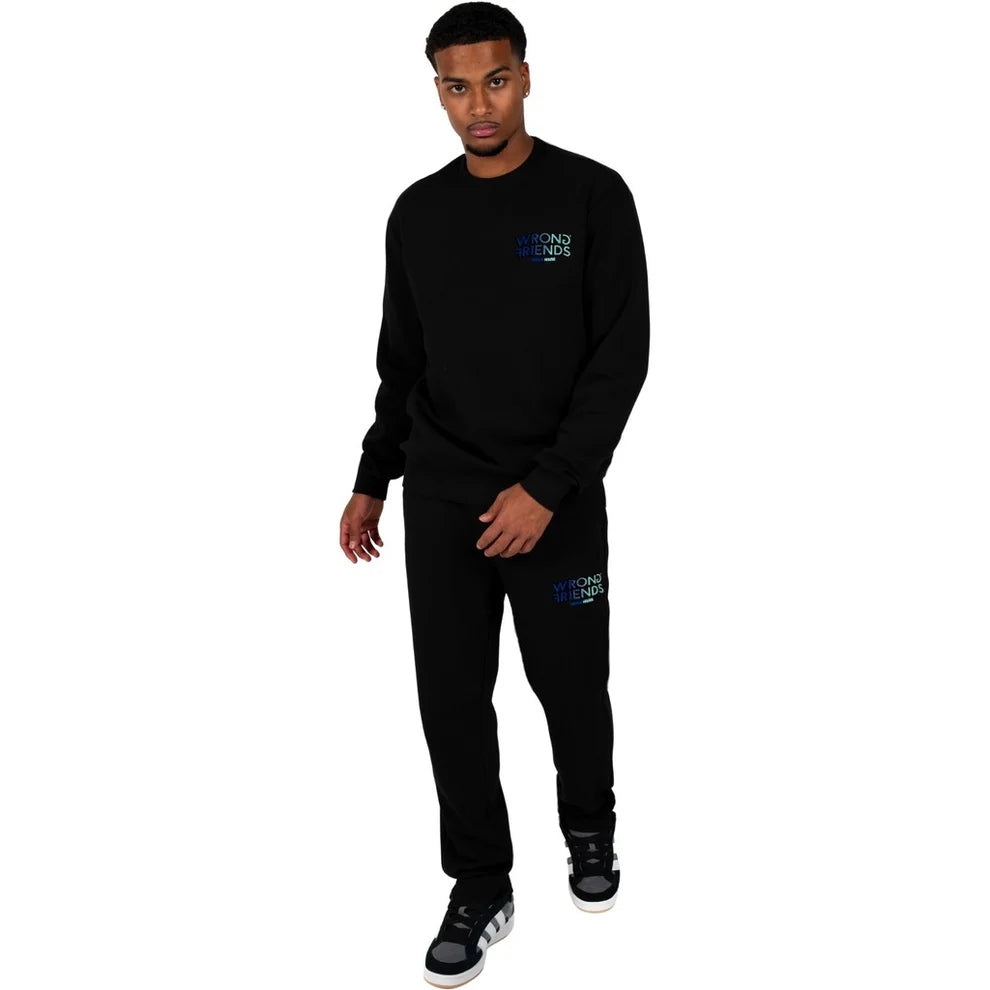 Black and blue Wrong Friends Simi Valley sweater by Clique, featuring a cozy knit design and casual fit.