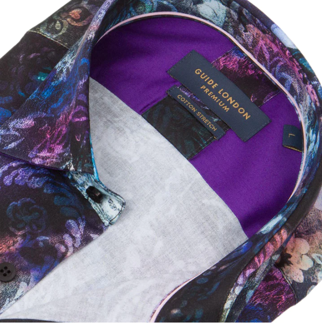 GUIDE London Long Sleeve Paisley Floral Mix Shirt | LS76399-MULTI