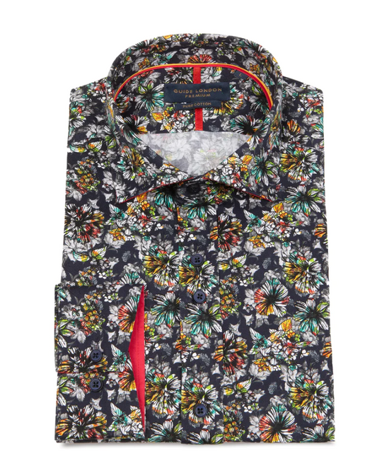 Guide London Long Sleeve Power of Flower Print Shirt | LS76555-Multi