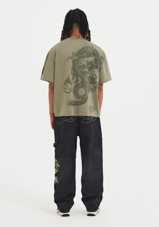 Ed Hardy Men's Mono dragon T-shirt EDG665 - GREEN