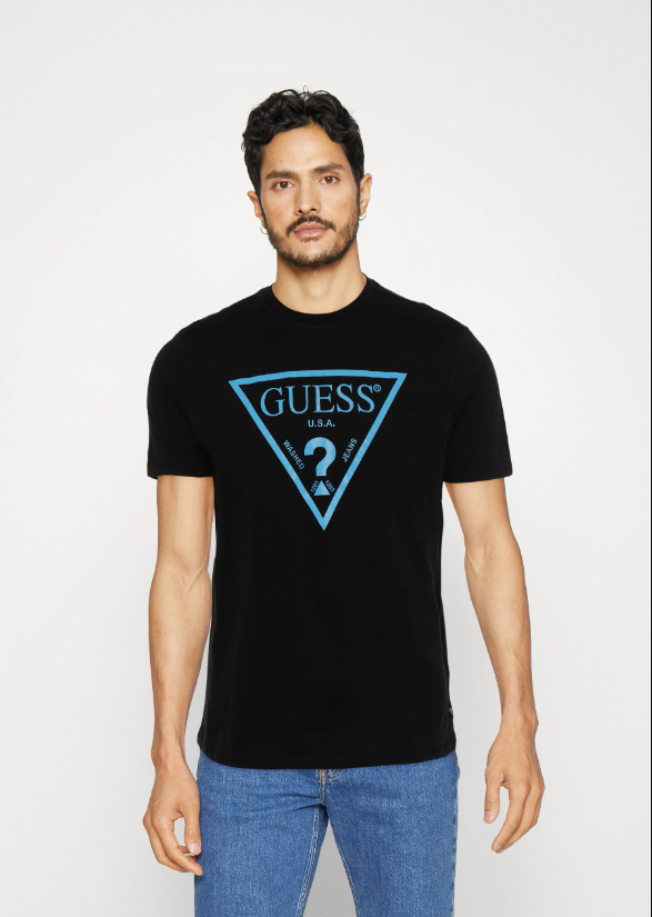 GUESS Reflective Logo Tee - M3GI44K9RM1 - JBLK | Black / Blue