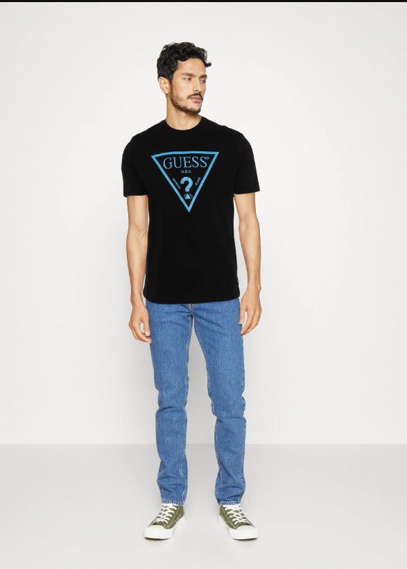 GUESS Reflective Logo Tee - M3GI44K9RM1 - JBLK | Black / Blue