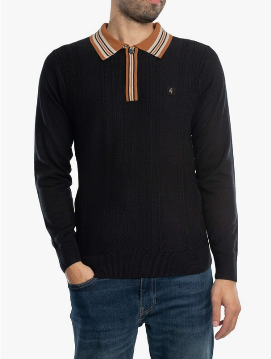 GABICCI Dean Long Sleeves Polo Shirt | Black - V53GM01