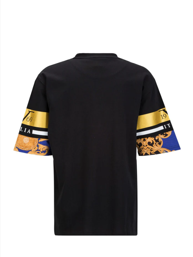 19V69 ITALIA by Versace- Tamaro Golden T-Shirt R-neck 1/2 | Black - W24MTEE17