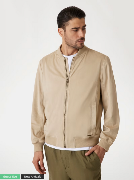 GUESS - Faux-Suede Bomber Jacket / Beige - M5GL57WHT752 - G1H1