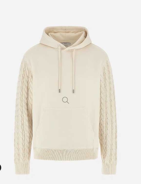 GUESS - Logo Jersey/Knit Hoodie | Cream - M5BQ15K0981-G1CV