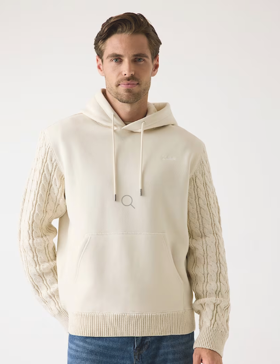 GUESS - Logo Jersey/Knit Hoodie | Cream - M5BQ15K0981-G1CV