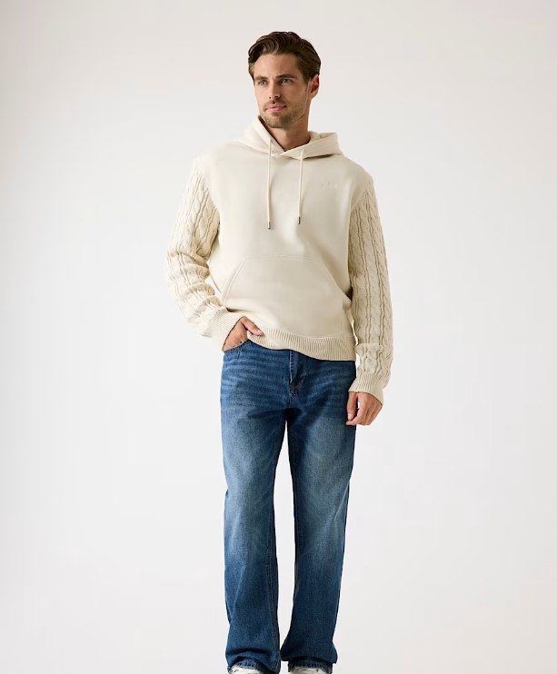 GUESS - Logo Jersey/Knit Hoodie | Cream - M5BQ15K0981-G1CV