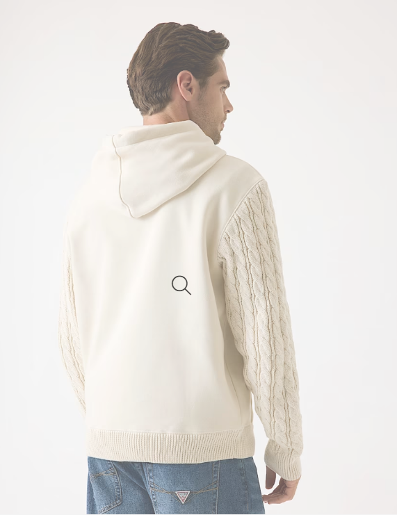 GUESS - Logo Jersey/Knit Hoodie | Cream - M5BQ15K0981-G1CV