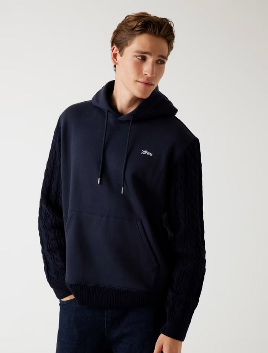 GUESS - Logo Jersey/Knit Hoodie | Navy - M5BQ15K0981-G7V2