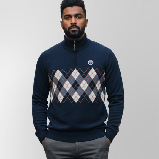 Sergio Tacchini - Sangro 1/4 Zip Knitted Jumoper| Maritime Blue/Vintage Indigo/Gardenia - STM21229-331