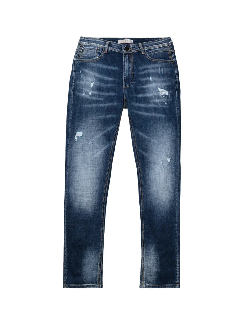 AVERE Torri Blue Wash Rip Repair Jeans - Blue (Vintage Wash)