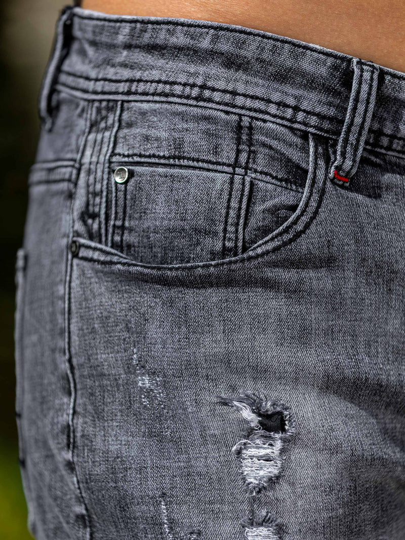 AVERE Torri Grey Wash Rip Repair Jeans - Grey (Vintage Wash)