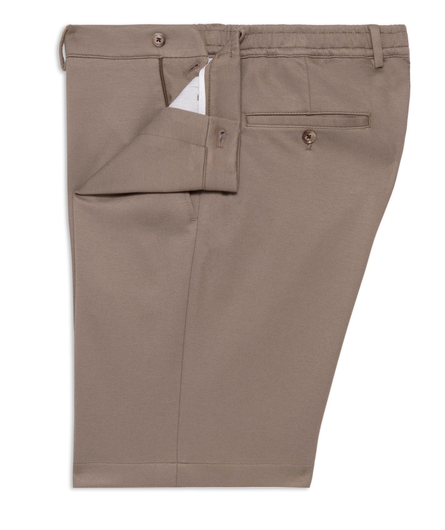 GUIDE London - Stretch Jersey Elasticated Waist Tailored Shorts |  Khaki - TR1708