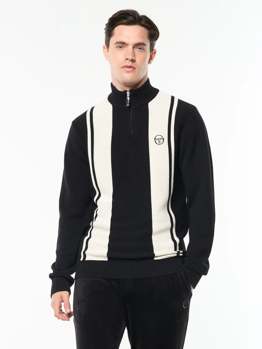 Sergio Tacchini - Young Line 1/4 Zip Knit | Maritime Black/Gardenia - STM21242-184