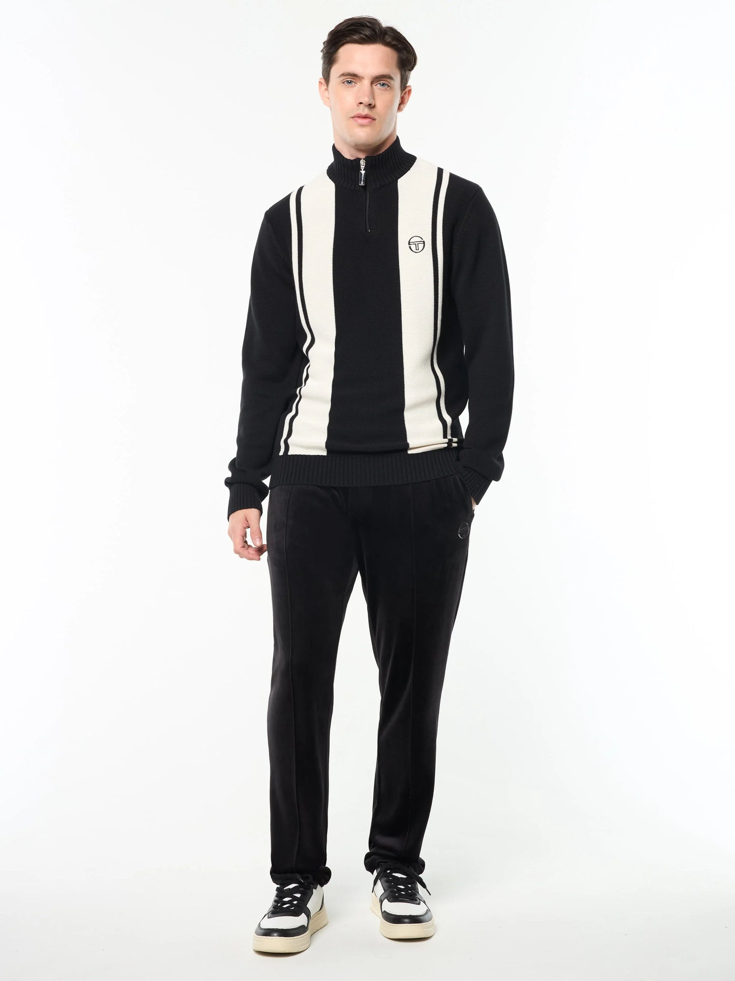 Sergio Tacchini - Young Line 1/4 Zip Knit | Maritime Black/Gardenia - STM21242-184