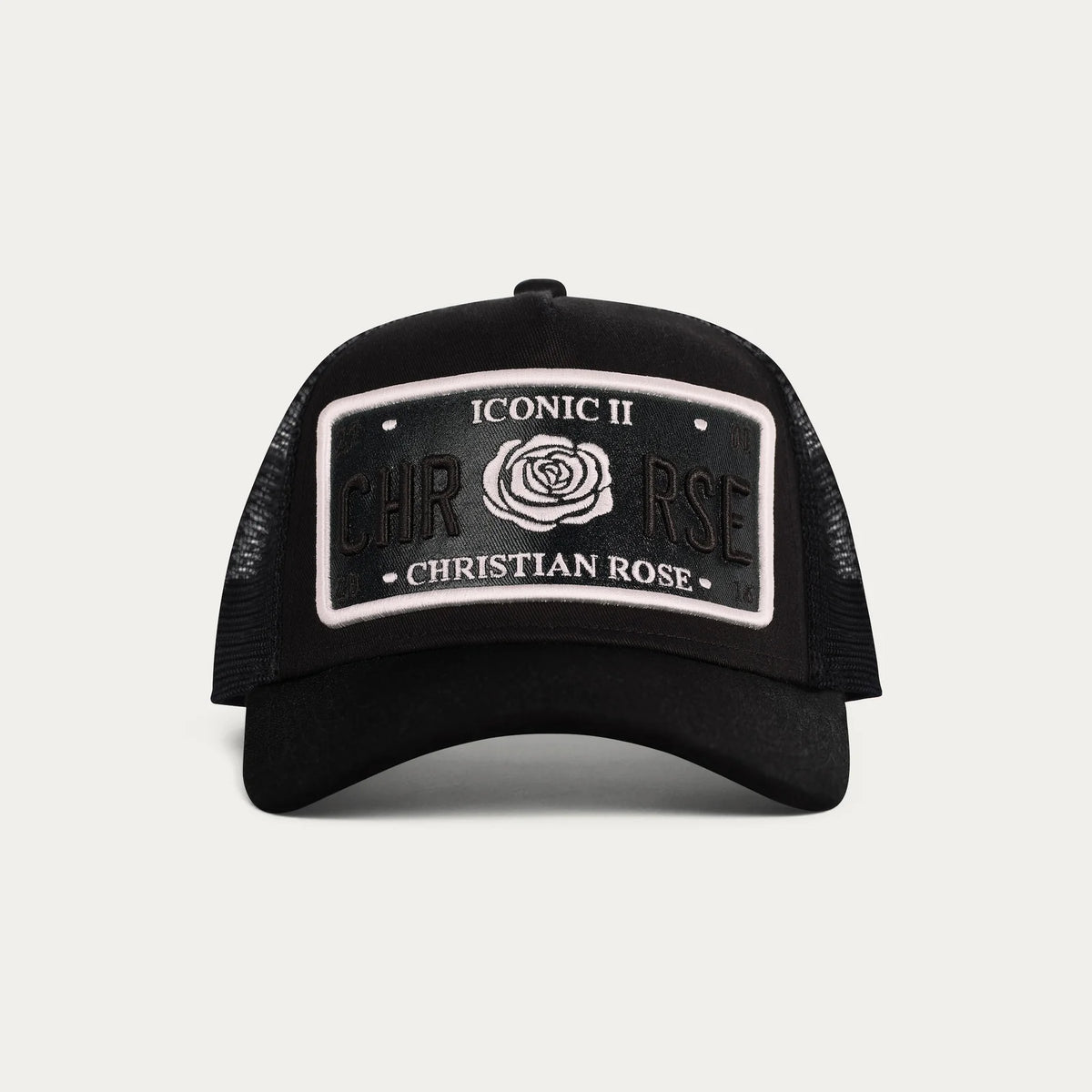 Christian Rose | Vinyl Plate Trucker Cap — Black / White (CR011BW)