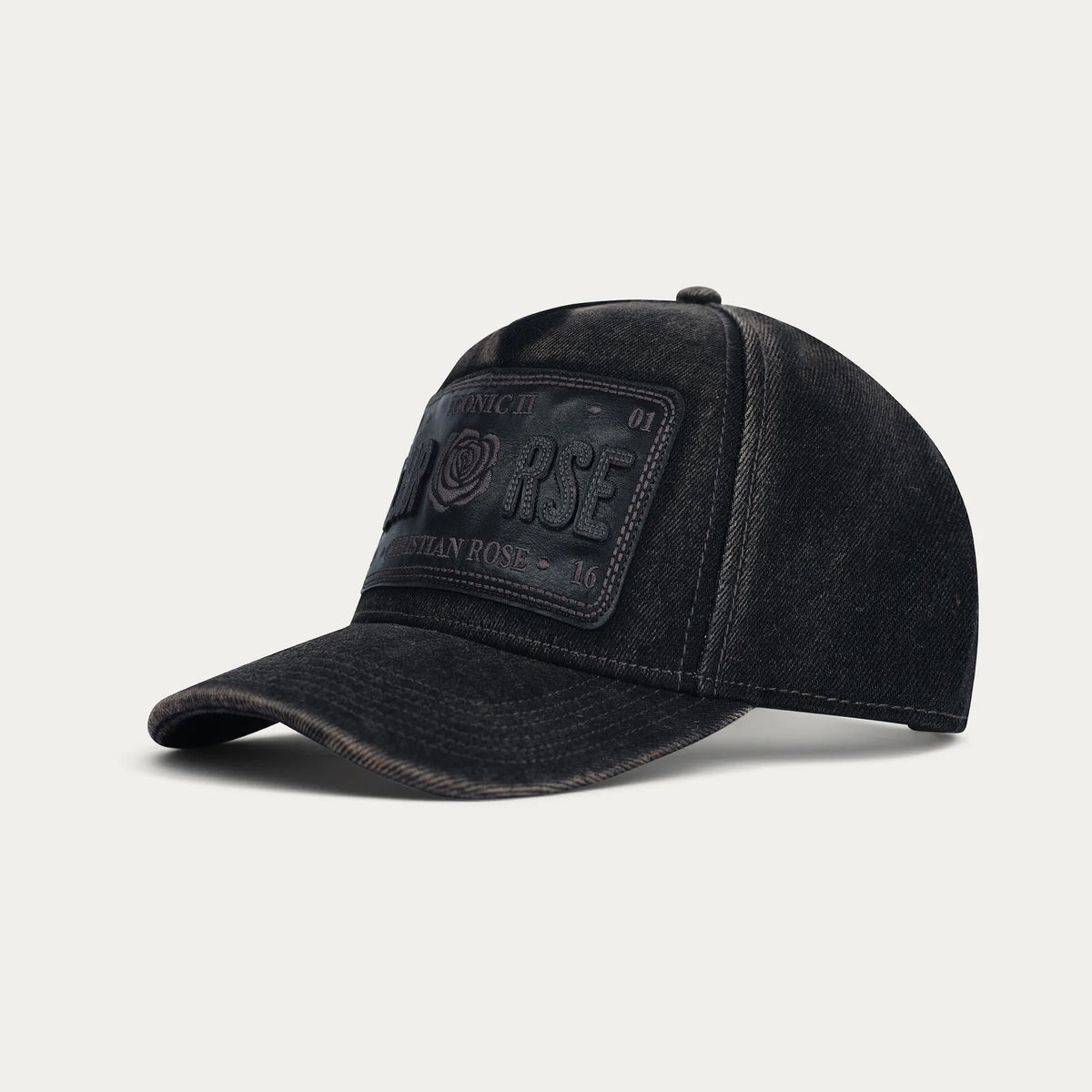 Christian Rose | Leather Iconic II Cap — Black / Black (CR068BB)