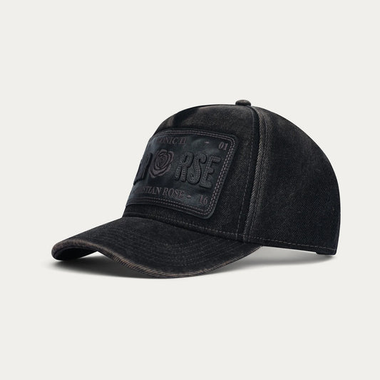 Christian Rose | Leather Iconic II Cap — Black / Black (CR068BB)