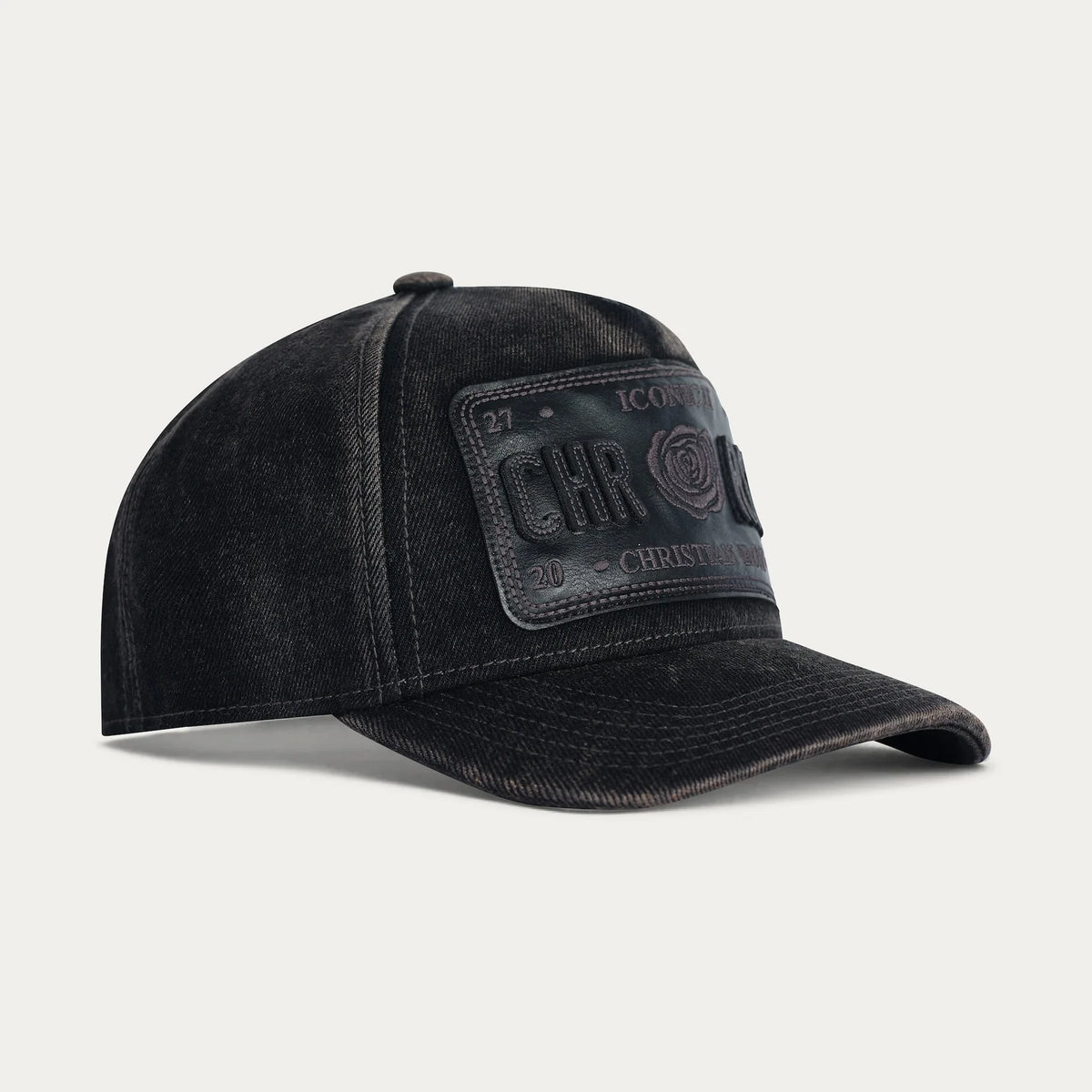 Christian Rose | Leather Iconic II Cap — Black / Black (CR068BB)