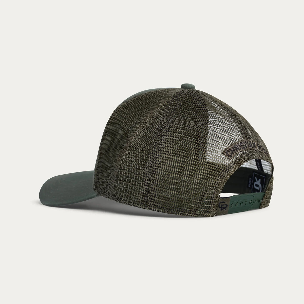 Christian Rose | Iconic II Rhinestone Trucker Cap — Olive / Black (CR049OB)