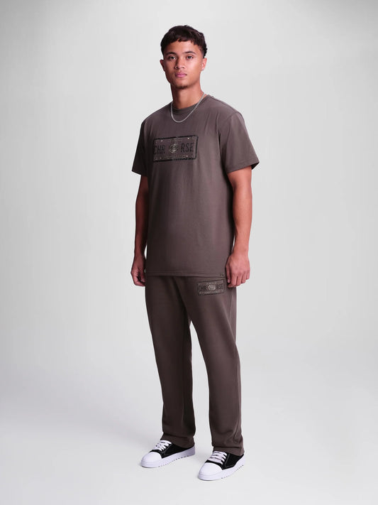 Christian Rose | Rhinestone T-Shirt — Olive / Black (CR-006-O)