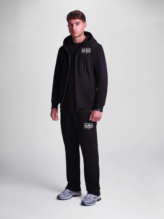 Christian Rose | Paint Splat Zip-Up Hoodie — Black / White (CR-008-BL)