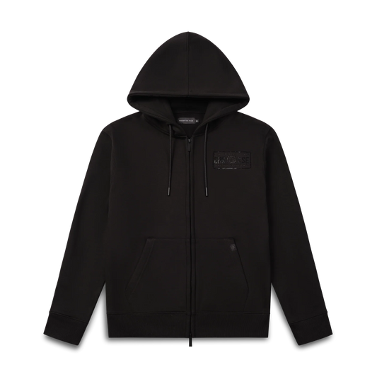 Christian Rose | Rhinestone Zip-Up Hoodie — Black / Black (CR-001-BL)
