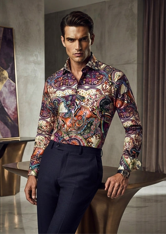 GIORDANO - Vibrant Ornamental Paisley Shirt | Multi - 627890-60