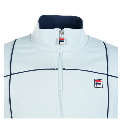 FILA Armando Contrast Piping Tack Top in Skyway blue and navy, casual sweatshirt with color contrast piping, by Clique.