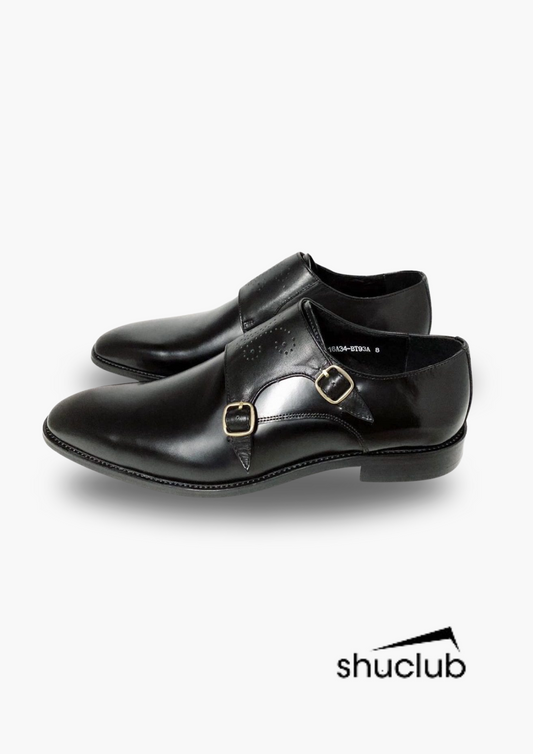 SHUCLUB Double Buckle Monk Shoes | Black - TPXL8562-K772