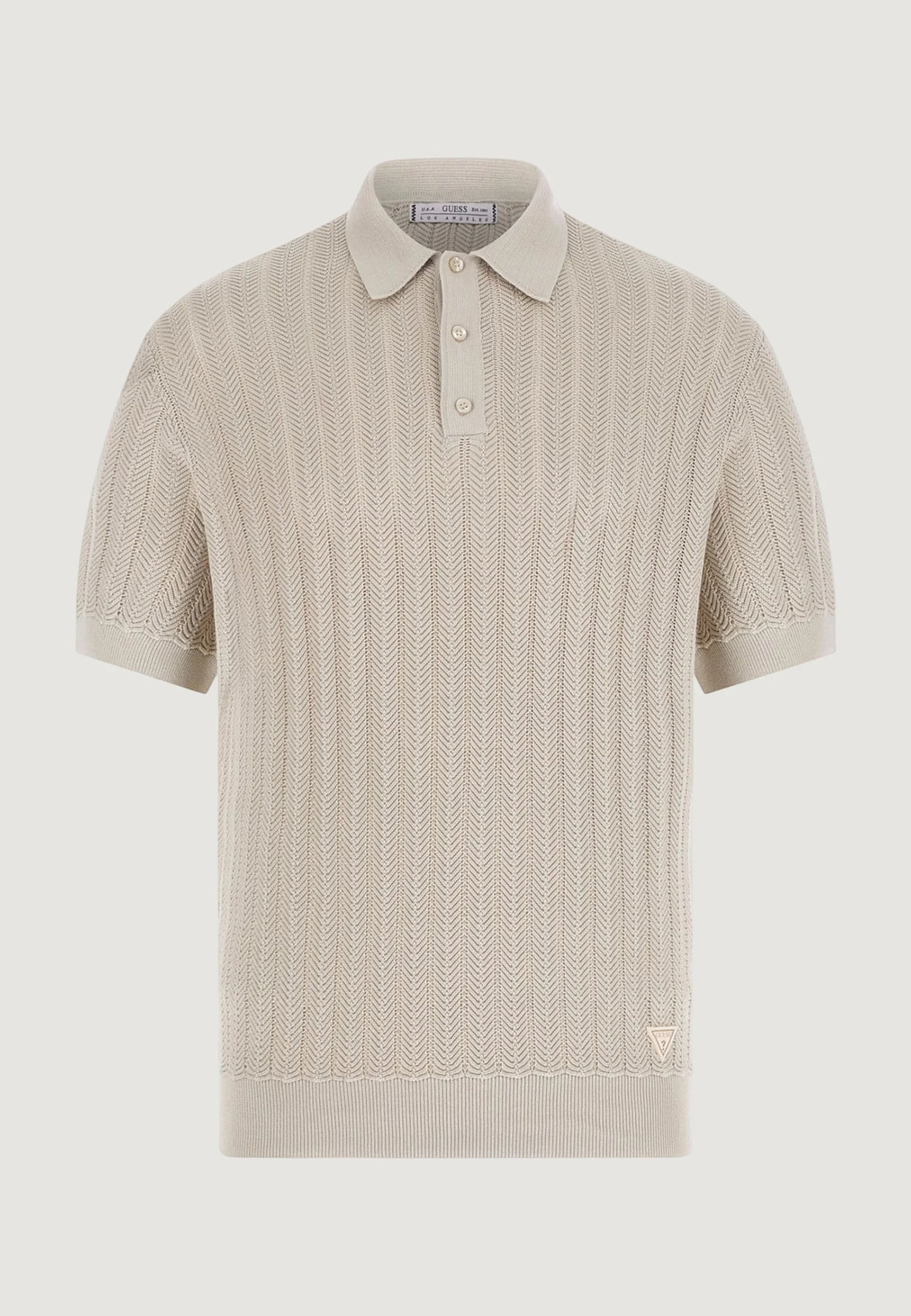 Guess Lonny Lonny Polo SS Harringbone Knit Polo shirt | Beige-Chiaro- M6GR05 Z0558