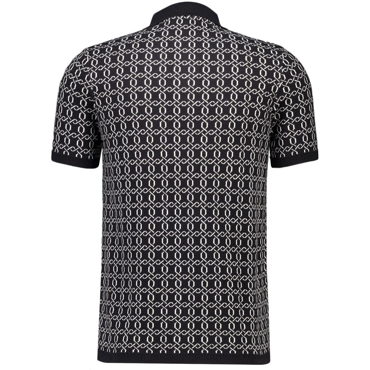 FILA - Jackson Jacquard Knitted Gold Zip Polo Shirt | Black - FW25MG004 001
