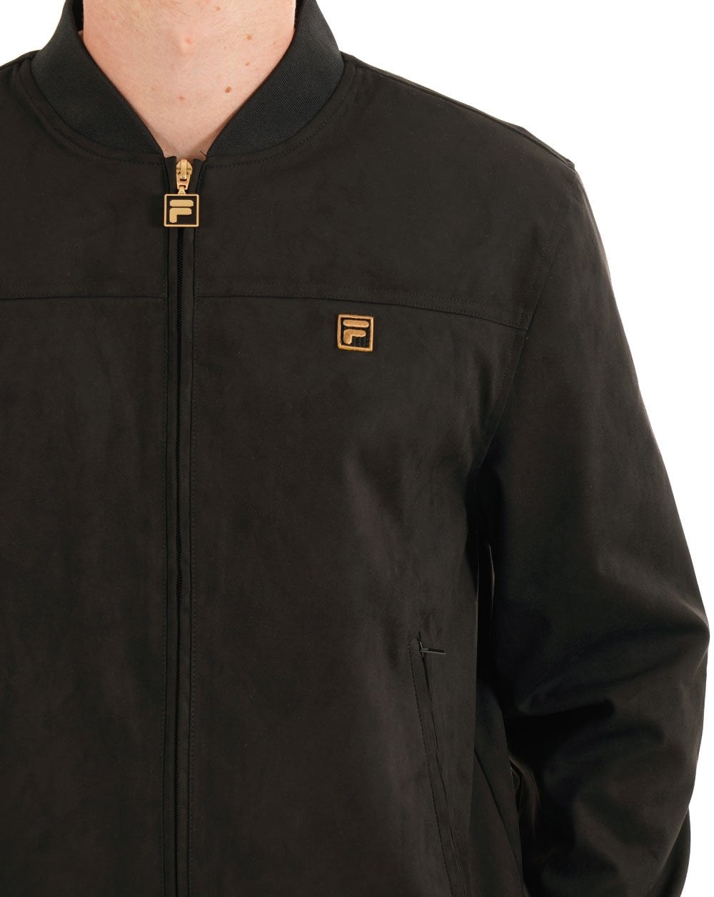 FILA - Dean Full Zip Faux-Suede Jacket with Seam Details | Black - FW25MG023 001