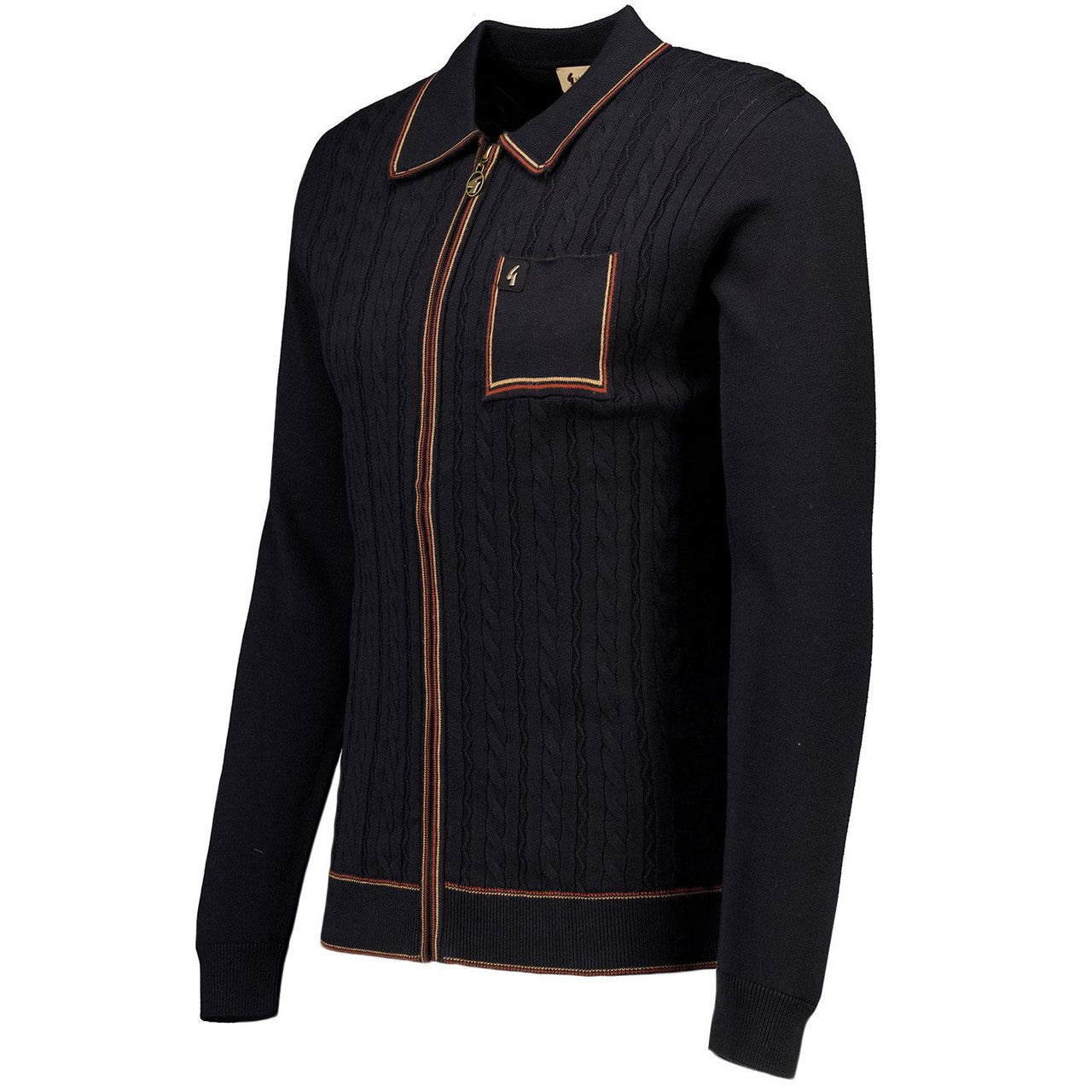 Gabicci - Laverne - Vintage Texture Knit Polo Long Sleeve | Black - V55GM15