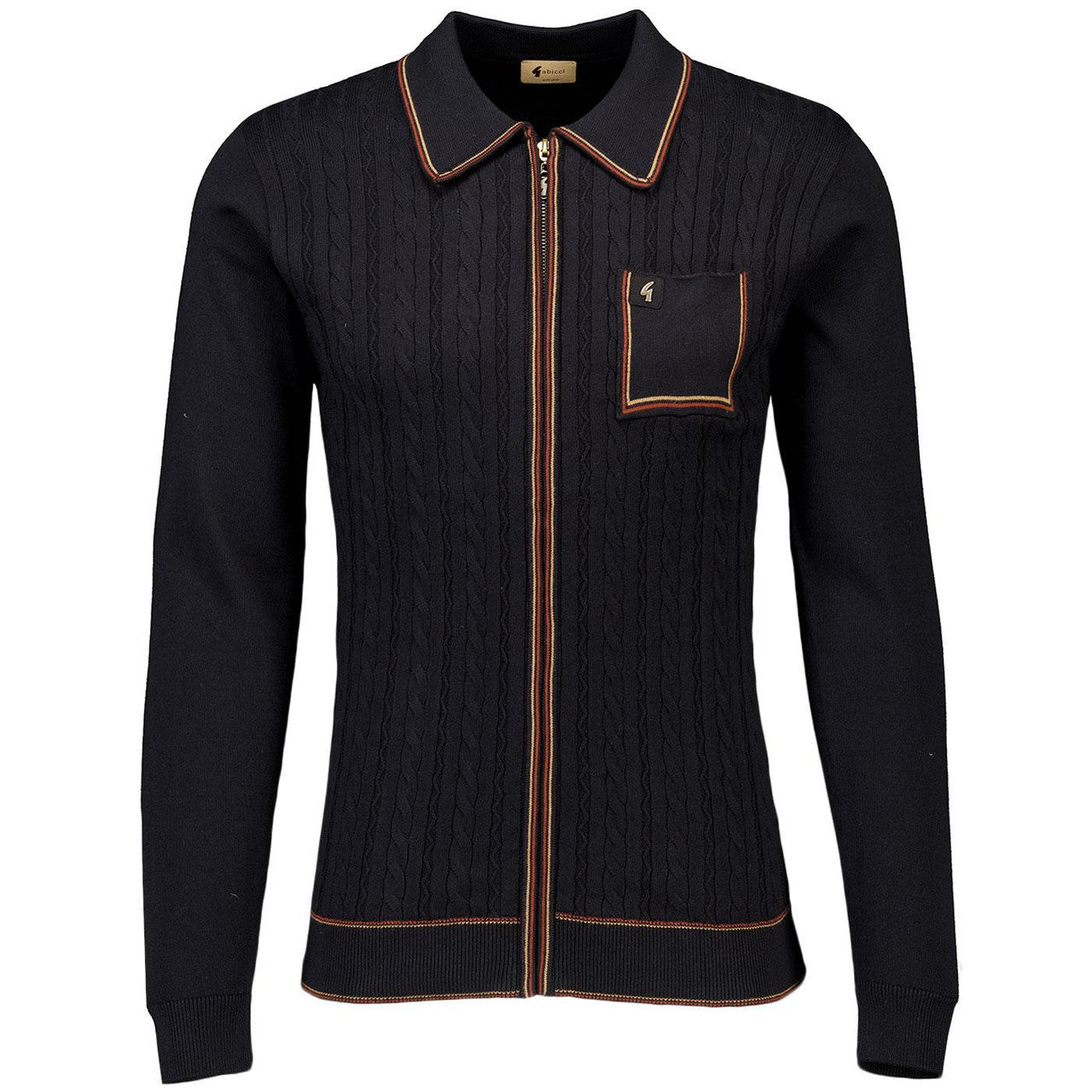 Gabicci - Laverne - Vintage Texture Knit Polo Long Sleeve | Black - V55GM15