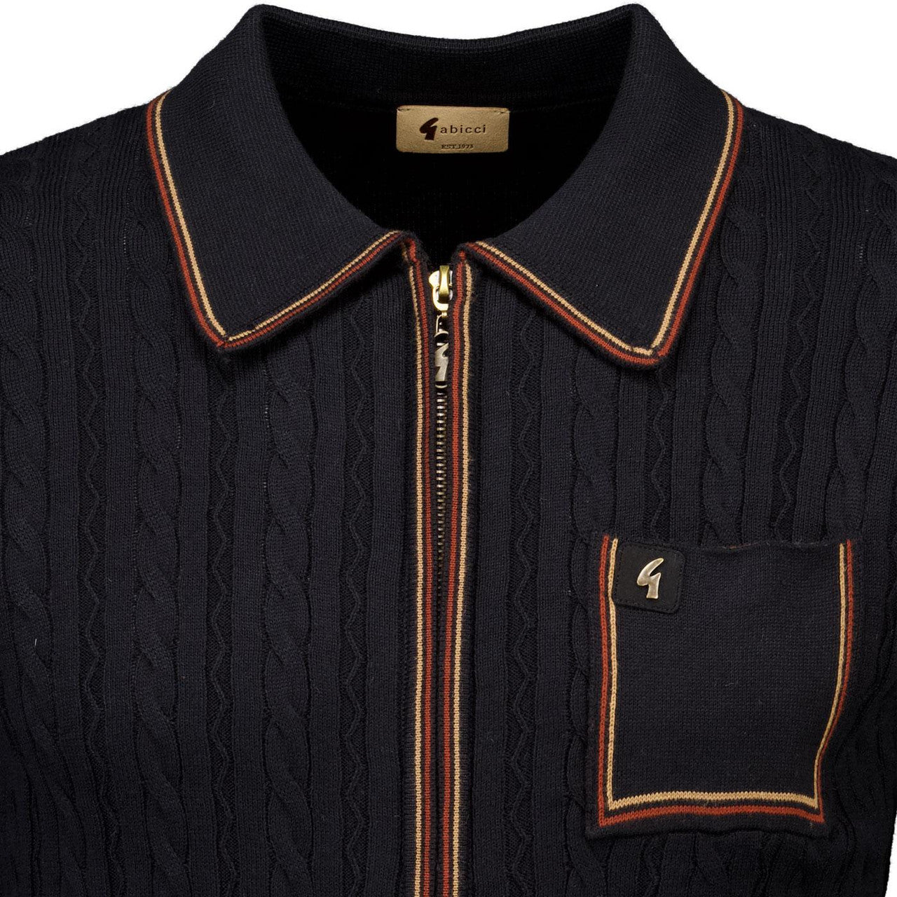 Gabicci - Laverne - Vintage Texture Knit Polo Long Sleeve | Black - V55GM15