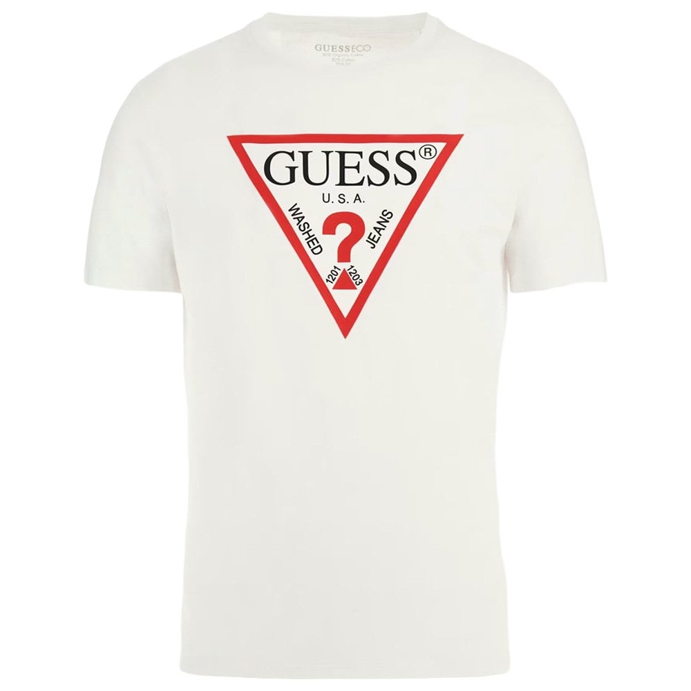 Guess Mens Original Logo Triangle T-Shirt | White - M6GI11 K2992 G1CA