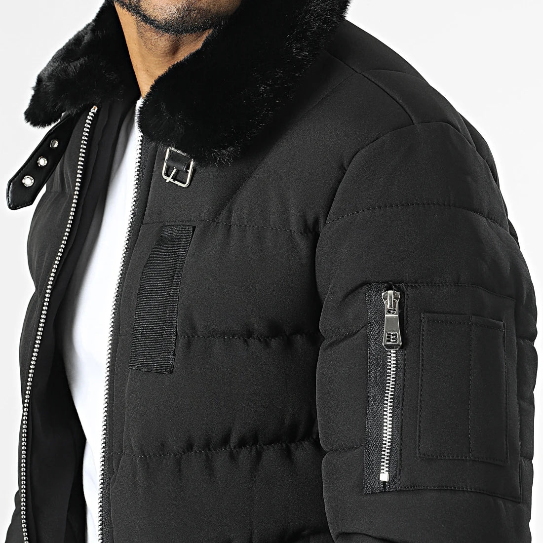 KYMAXX Fur Collar Down Jacket | Black - 271-1