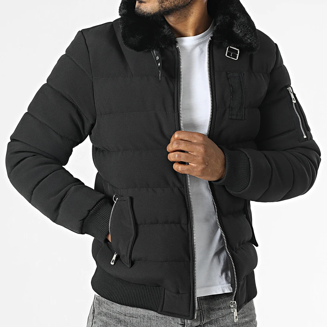 KYMAXX Fur Collar Down Jacket | Black - 271-1