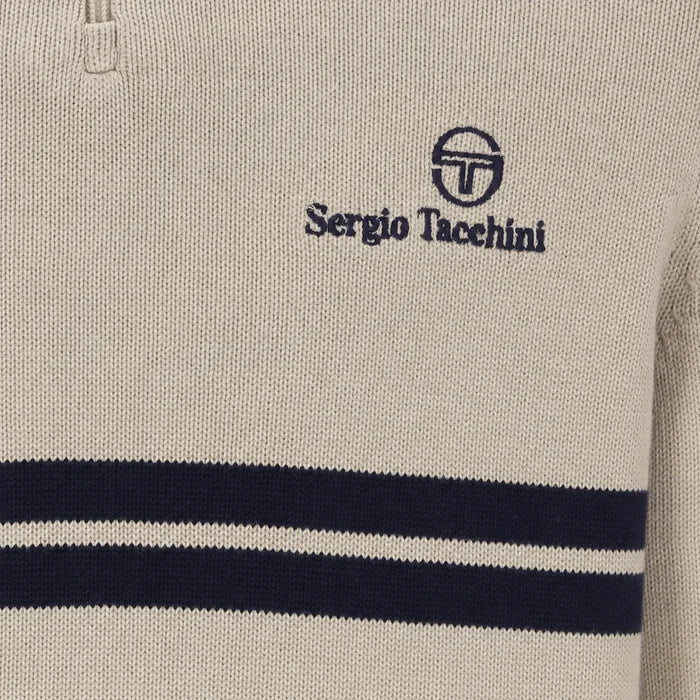 Sergio Tacchini New Dallas 1/4 Zip Knitted Jumper - Peyote / Maritime Blue (STM21392-573)