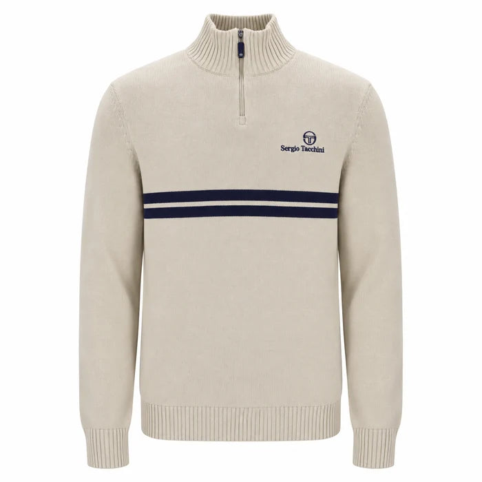 Sergio Tacchini New Dallas 1/4 Zip Knitted Jumper - Peyote / Maritime Blue (STM21392-573)