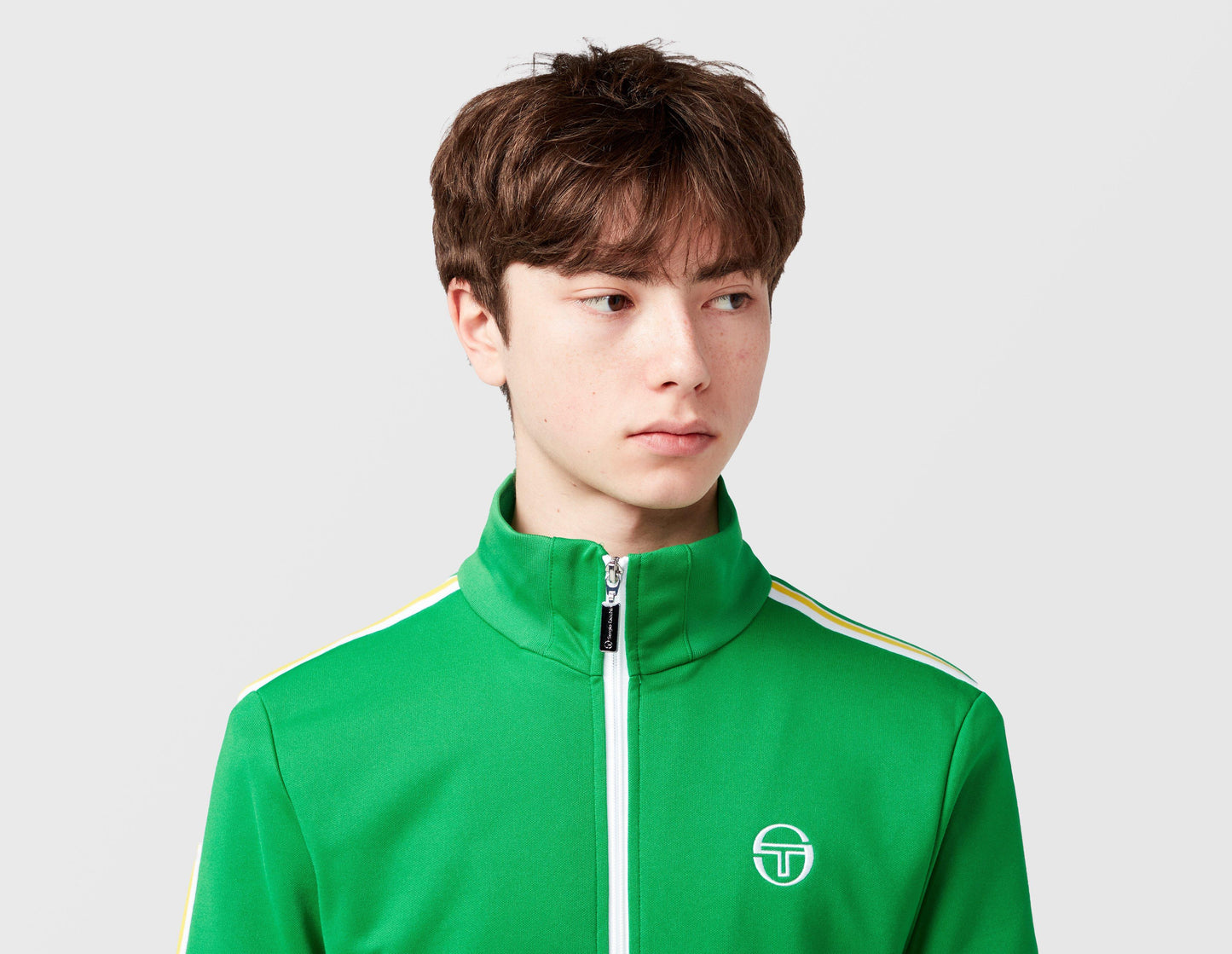 Clique Sergio Tacchini Franco Track Top in fern green and white, featuring a sporty design and zip-up front.